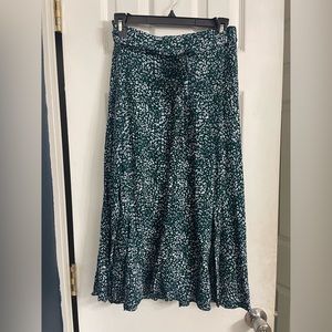 Skies Are Blue Stitch Fix Green/Blue/White Tie Front Skirt, Size S